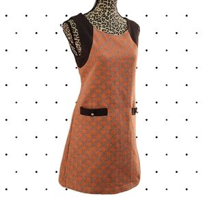 YUMI Orange and Brown Mod Patterned Mini Dress (10)